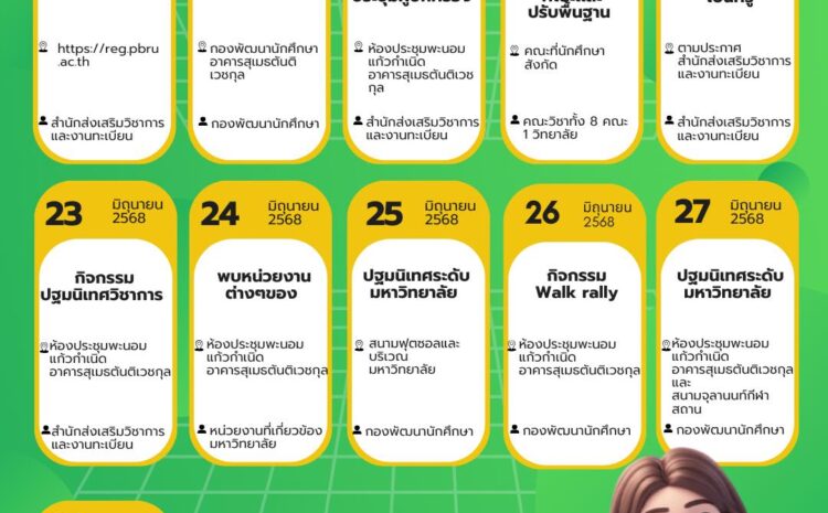 กำหนดการรายงานตัวและปฐมนิเทศนักศึกษาใหม่ ประจำปีการศึกษา 2568